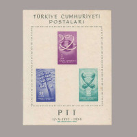 1954 PTT KURULUŞ KANUNUN 1.YILDÖNÜMÜ HATIRA BLOKU