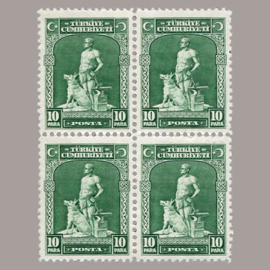 1930 LONDRA BASKISI PULLAR ("CÜMHURİYET",U noktalı) DÖRTLÜ BLOK