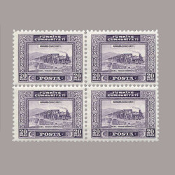 1930 LONDRA BASKISI PULLAR ("CÜMHURİYET",U noktalı) DÖRTLÜ BLOK