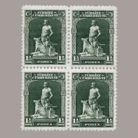 1930 LONDRA BASKISI PULLAR ("CÜMHURİYET",U noktalı) DÖRTLÜ BLOK