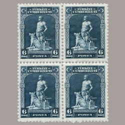 1930 LONDRA BASKISI PULLAR ("CÜMHURİYET",U noktalı) DÖRTLÜ BLOK
