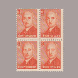 1948 LONDRA BASKISI İNÖNÜ PULLARI DÖRTLÜ BLOK