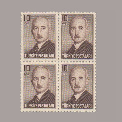 1948 LONDRA BASKISI İNÖNÜ PULLARI DÖRTLÜ BLOK