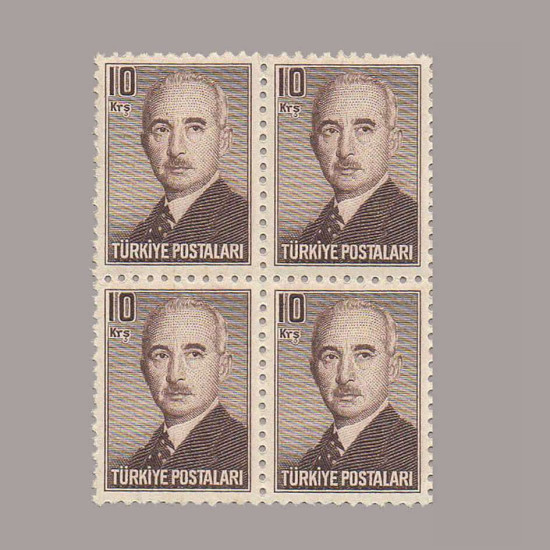 1948 LONDRA BASKISI İNÖNÜ PULLARI DÖRTLÜ BLOK