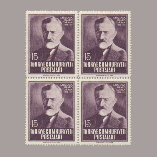 1952 ABDÜLHAK HAMİT TARHAN'nın 100.DOĞUM YILI DÖRTLÜ BLOK