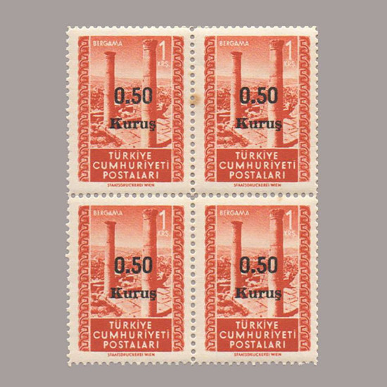 1952 0,50 KRŞ SÜRŞARJLI DÖRTLÜ BLOK