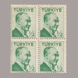 1956 ATATÜRK (Tek çizgi çerçeveli portre) DÖRTLÜ BLOK
