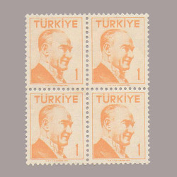 1956 ATATÜRK (Tek çizgi çerçeveli portre) DÖRTLÜ BLOK