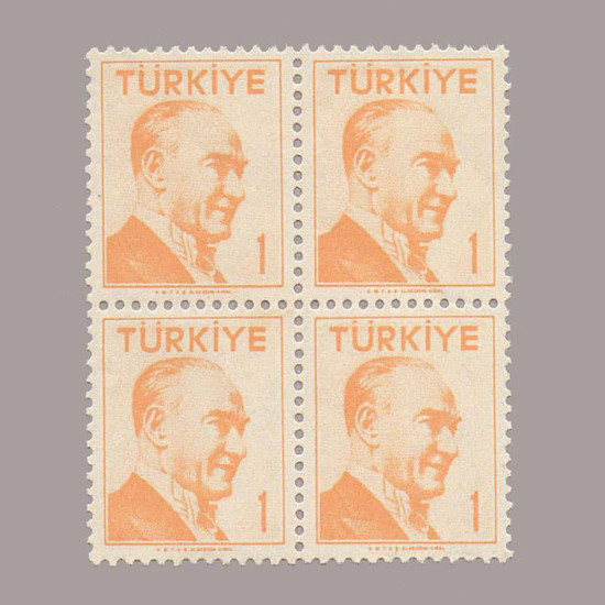 1956 ATATÜRK (Tek çizgi çerçeveli portre) DÖRTLÜ BLOK