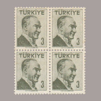 1956 ATATÜRK (Tek çizgi çerçeveli portre) DÖRTLÜ BLOK