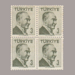 1956 ATATÜRK (Tek çizgi çerçeveli portre) DÖRTLÜ BLOK