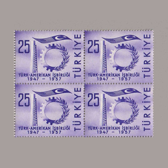 1957 TÜRK-AMERİKAN İŞBİRLİĞİNİN 10.YILI DÖRTLÜ BLOK