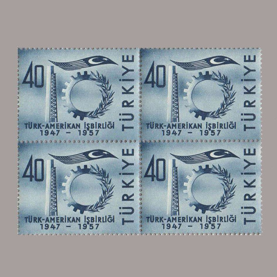 1957 TÜRK-AMERİKAN İŞBİRLİĞİNİN 10.YILI DÖRTLÜ BLOK