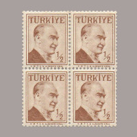 1957 ATATÜRK (Çift çizgili çerçeveli) DÖRTLÜ BLOK