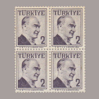 1957 ATATÜRK (Çift çizgili çerçeveli) DÖRTLÜ BLOK