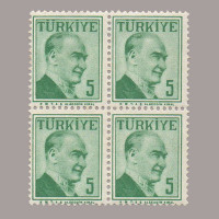 1957 ATATÜRK (Çift çizgili çerçeveli) DÖRTLÜ BLOK