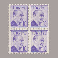1957 ATATÜRK (Çift çizgili çerçeveli) DÖRTLÜ BLOK