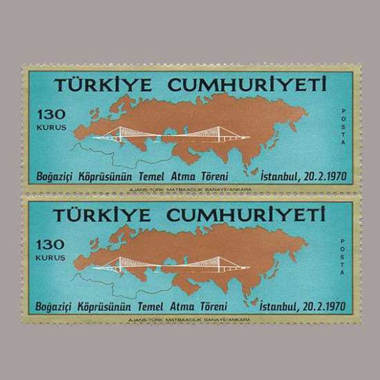 1970 BOĞAZİÇİ KÖPRÜSÜ TEMEL ATMA TÖRENİ İKİLİ BLOK