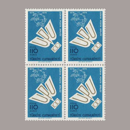 1974 DÜNYA POSTA BİRLİĞİNİN 100.YILI DÖRTLÜ BLOK