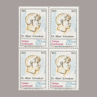 1975 DR.ALBERT SCHWEİTZER'in  DOĞUMUNUN 100.YILI DÖRTLÜ BLOK