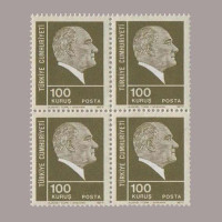 1977 ATATÜRK SÜREKLİ SERİ DÖRTLÜ BLOK