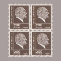 1977 ATATÜRK SÜREKLİ SERİ DÖRTLÜ BLOK