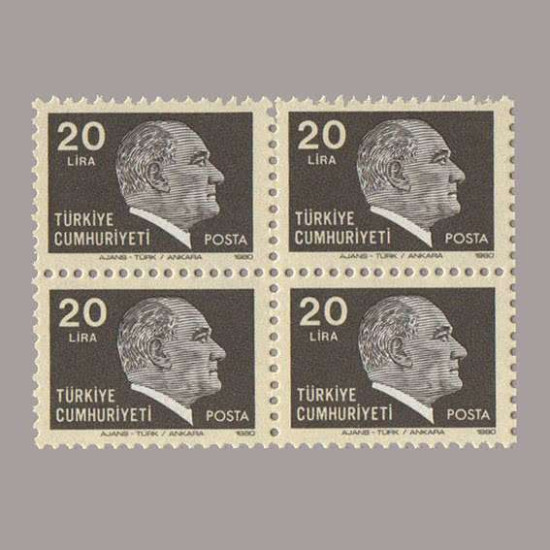 1980 ATATÜRK SÜREKLİ SERİ DÖRTLÜ BLOK