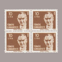 1980 ATATÜRK SÜREKLİ SERİ DÖRTLÜ BLOK