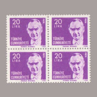 1980 ATATÜRK SÜREKLİ SERİ DÖRTLÜ BLOK