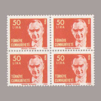 1980 ATATÜRK SÜREKLİ SERİ DÖRTLÜ BLOK