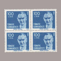 1980 ATATÜRK SÜREKLİ SERİ DÖRTLÜ BLOK
