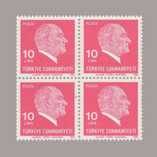 1981 ATATÜRK SÜREKLİ SERİ DÖRTLÜ BLOK