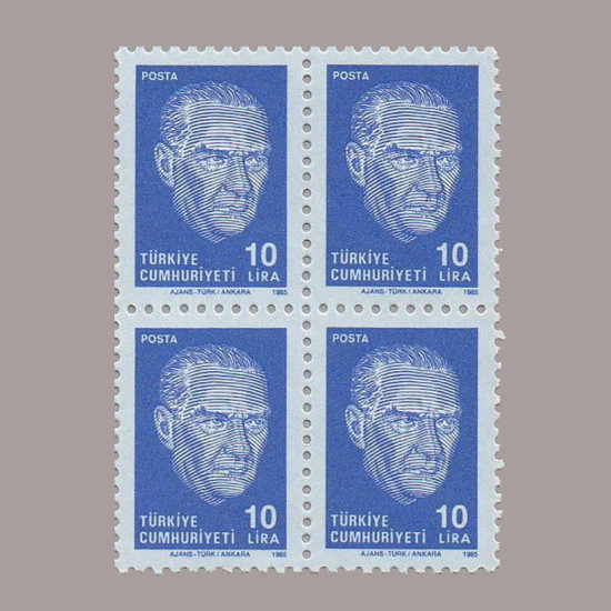 1985 ATATÜRK SÜREKLİ SERİ DÖRTLÜ BLOK