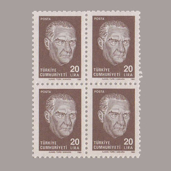 1985 ATATÜRK SÜREKLİ SERİ DÖRTLÜ BLOK