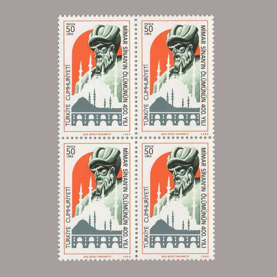 1988 MİMAR SİNAN'nın ÖLÜMÜNÜN 400.YILI DÖRTLÜ BLOK