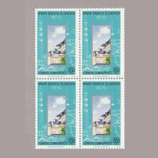 1988 MİMAR SİNAN'nın ÖLÜMÜNÜN 400.YILI DÖRTLÜ BLOK