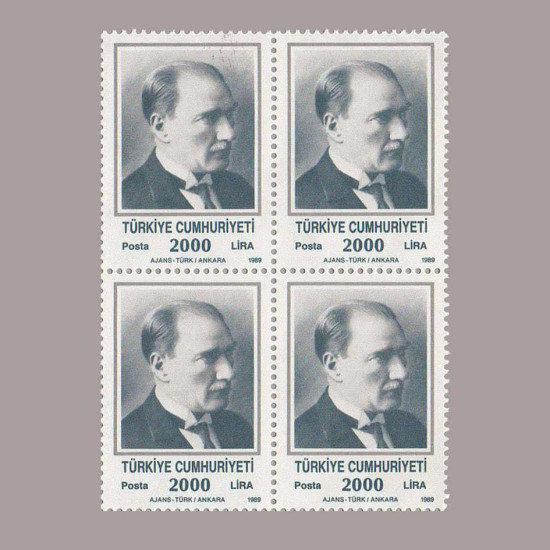 1989 ATATÜRK SÜREKLİ SERİ DÖRTLÜ BLOK