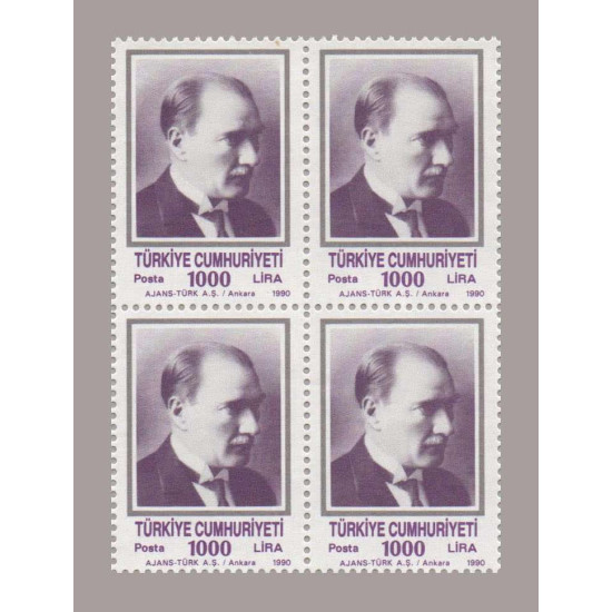 1990 ATATÜRK SÜREKLİ SERİ DÖRTLÜ BLOK