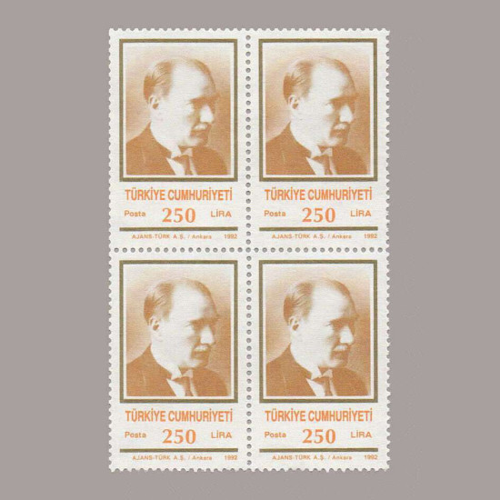 1992 ATATÜRK SÜREKLİ SERİ DÖRTLÜ BLOK