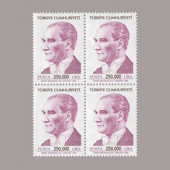 1998 ATATÜRK SÜREKLİ SERİ DÖRTLÜ BLOK