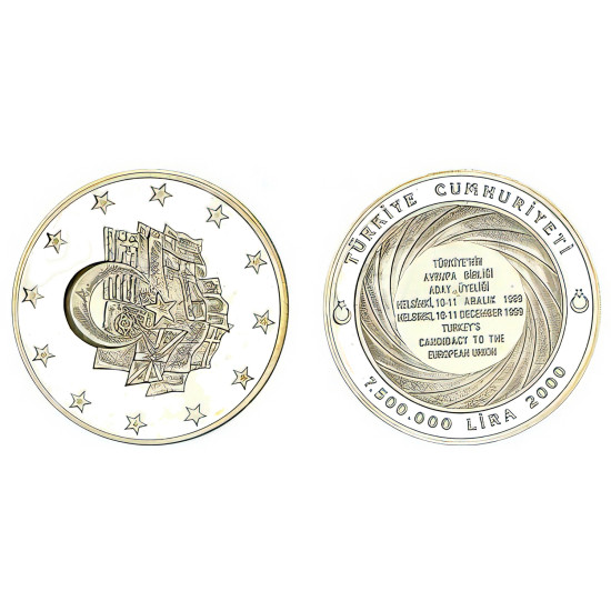 2000 TÜRKİYE'nin AB ADAY ÜYELİĞİ (MADALYON BASKI) GÜMÜŞ