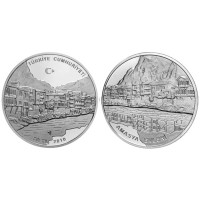 2010 AMASYA EVLERİ HATIRA PARASI (TARİH VE LİRA SAĞ TARAFTA) GÜMÜŞ