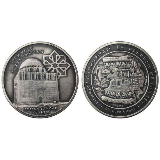 2012 İPEK YOLU TÜRKMENİSTAN HATIRA PARASI GÜMÜŞ