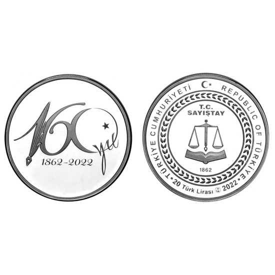 2022 SAYIŞTAY'IN 160. KURULUŞ YILDÖNÜMÜ GÜMÜŞ HATIRA PARASI